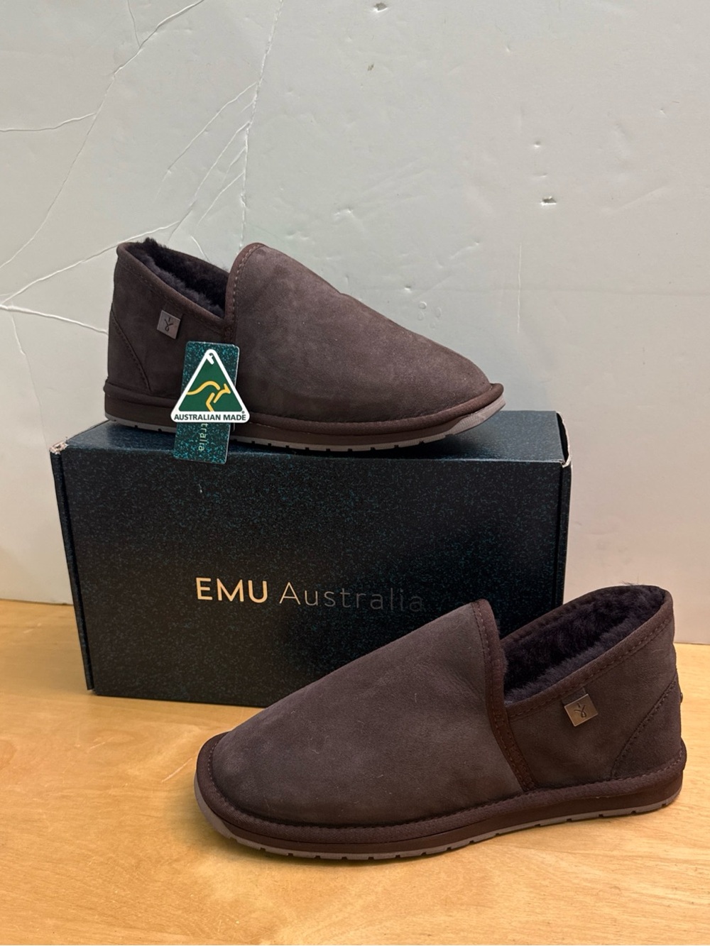 EMU Australia Platinum Ashford Slippers Fur Lined Chocolate Brown 9M/10W NEW